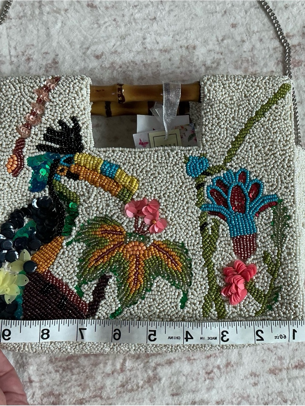 VIRAL Handmade Beaded Bag with Tropical Motif